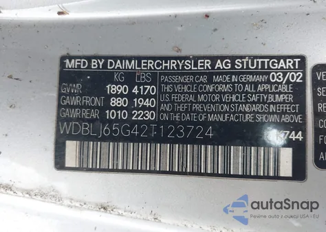 2002 Mercedes-Benz Clk 320 z USA, uszkodzony, nr VIN WDBLJ65G42T123724